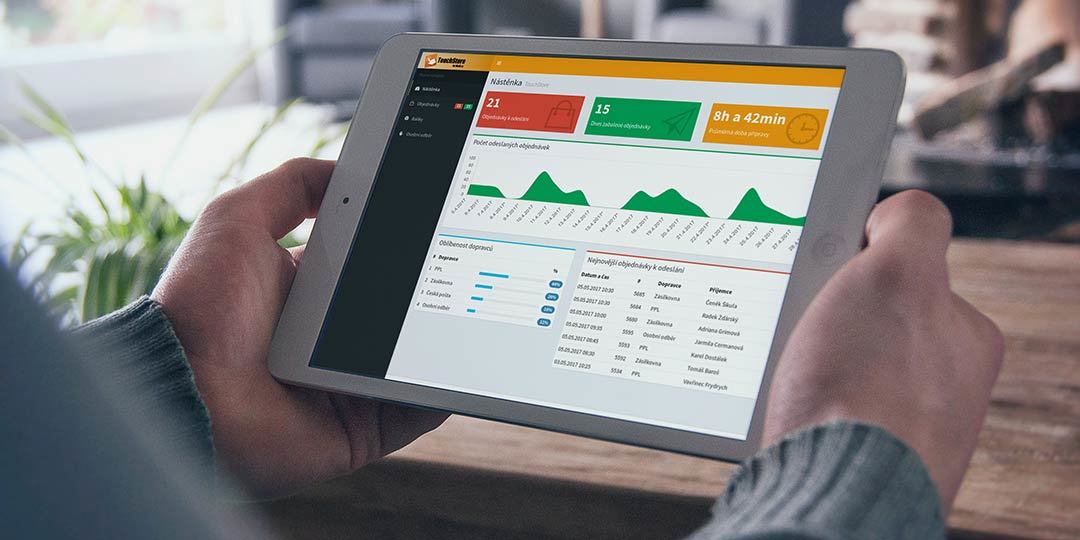 Přehledná nástěnka s reportem pro expediční systém TouchStore